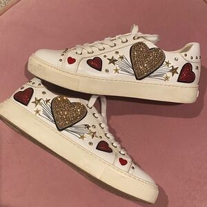 Aldo White Sneakers with Gold and Red Accents